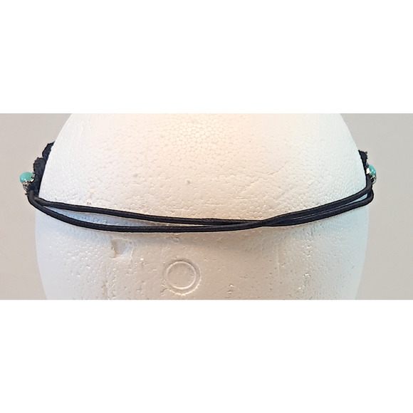 Vintage Rhinestone Turquoise Beaded Applique Headband Stretchy Hair Band OSFM - Picture 3 of 8